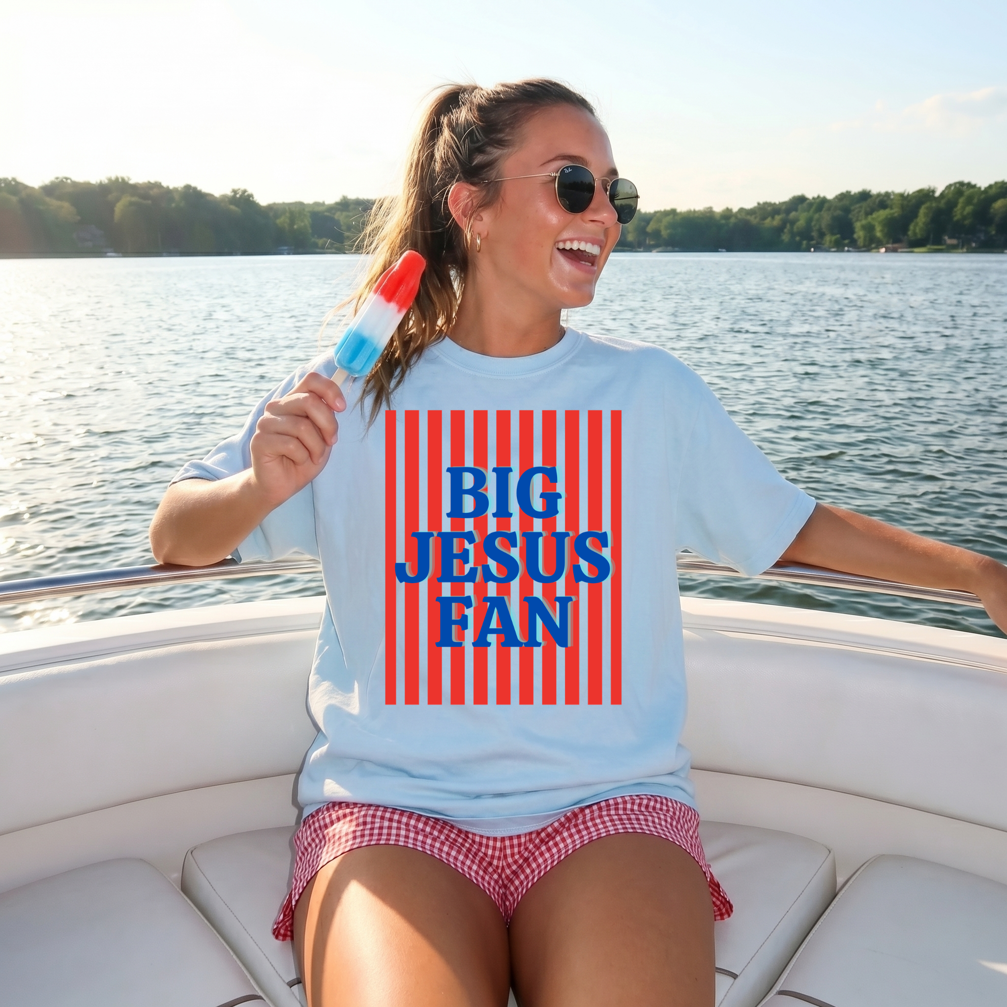 "Big Jesus Fan" Patriotic Graphic Tee