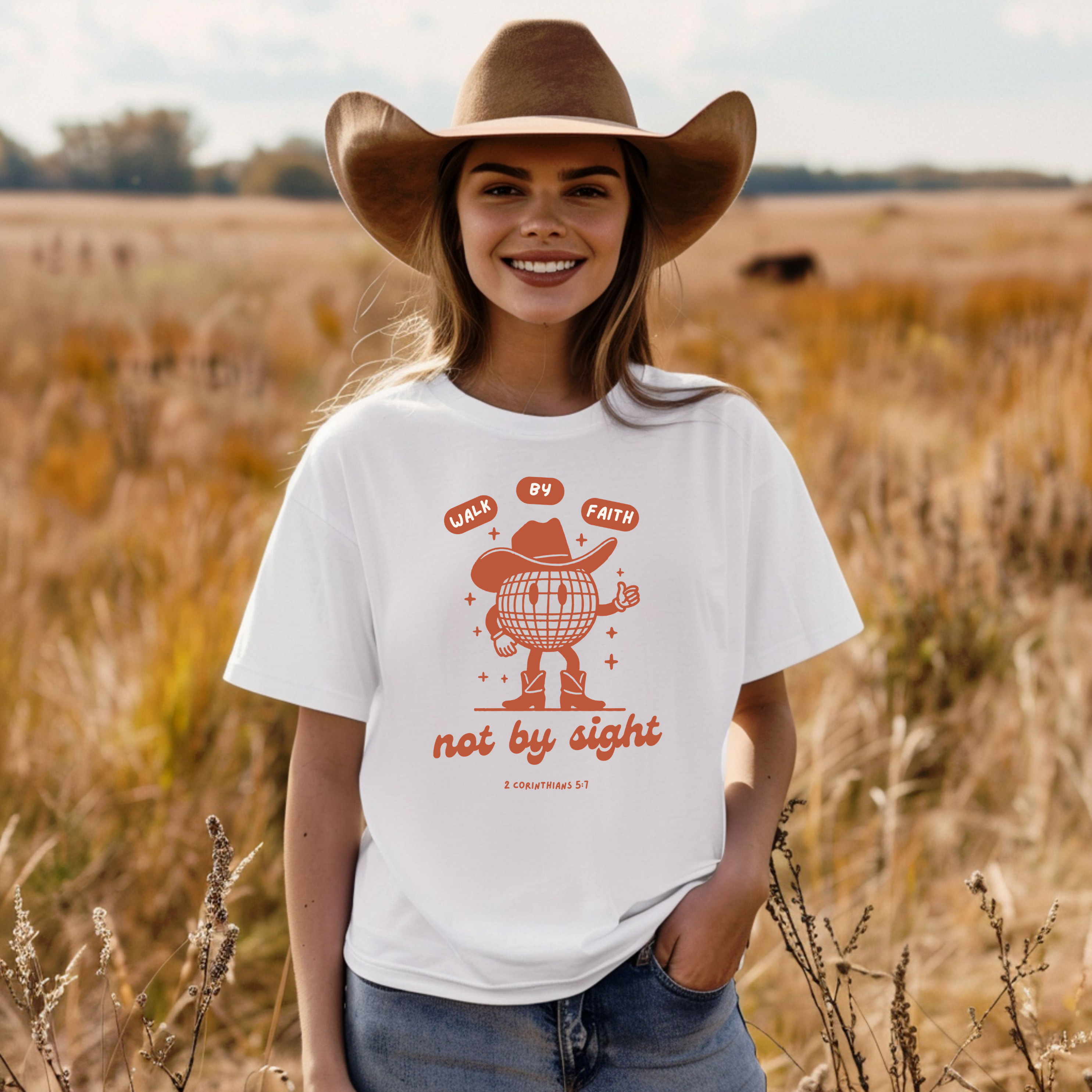 Walk By Faith - Disco Cowboy Tee